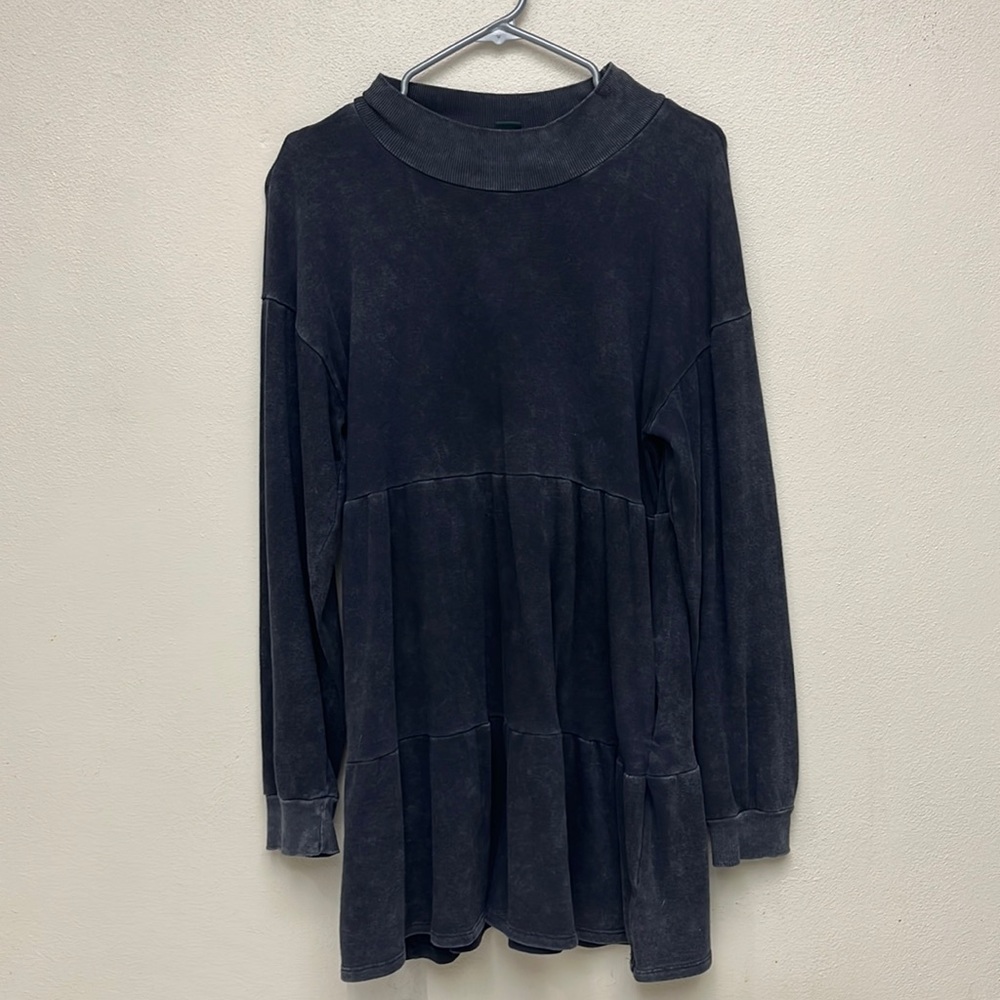 Small, long sleeve, mock neck, faded black dress